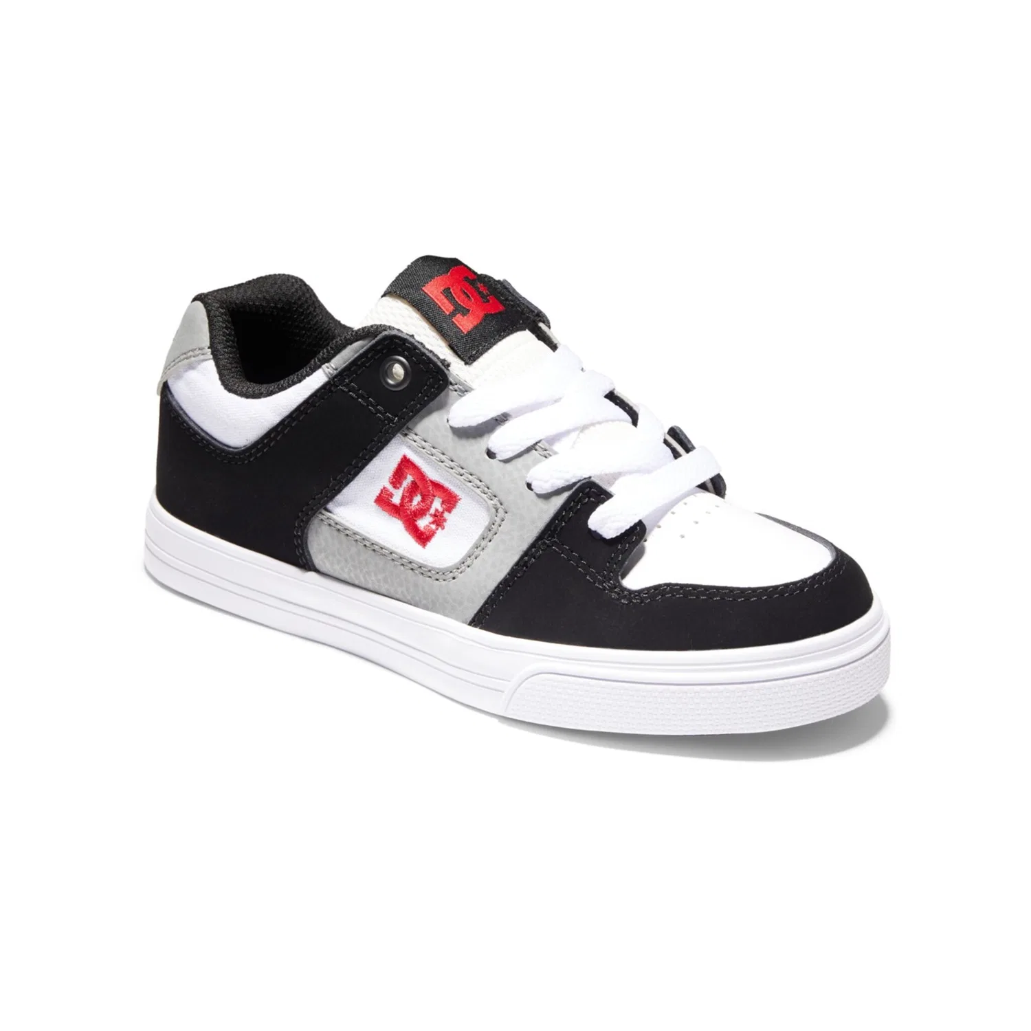 Детские кожаные кроссовки с подушкой Pure DC Shoes, White/Black/Red