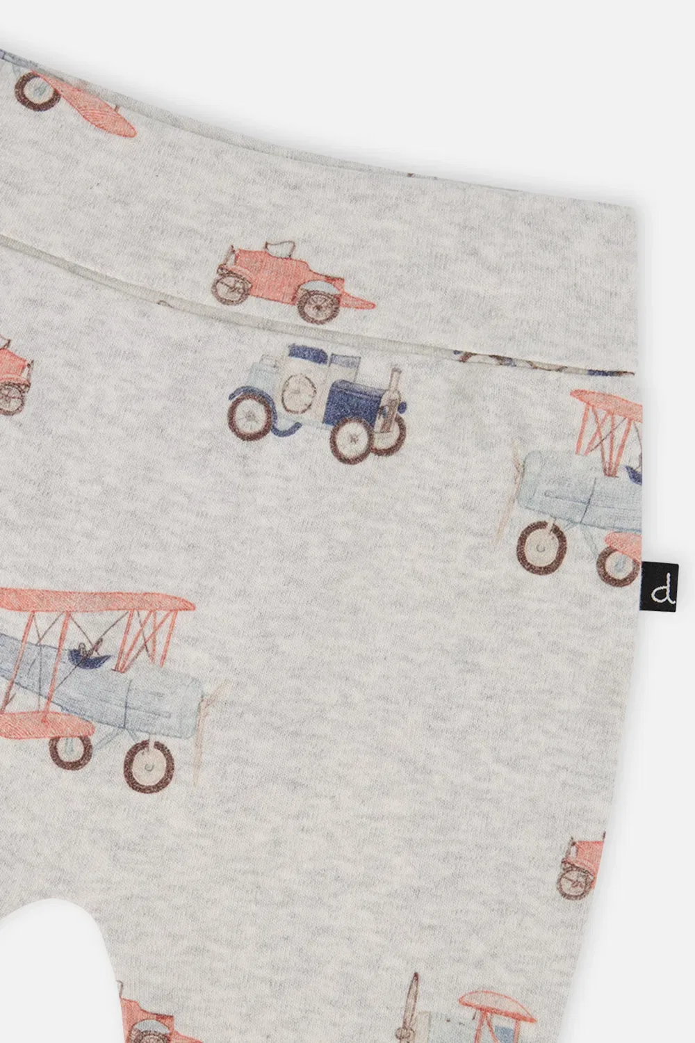 Детские штаны из органического хлопка с принтом самолетиков Deux par Deux, Beige Printed Airplanes — фото 4