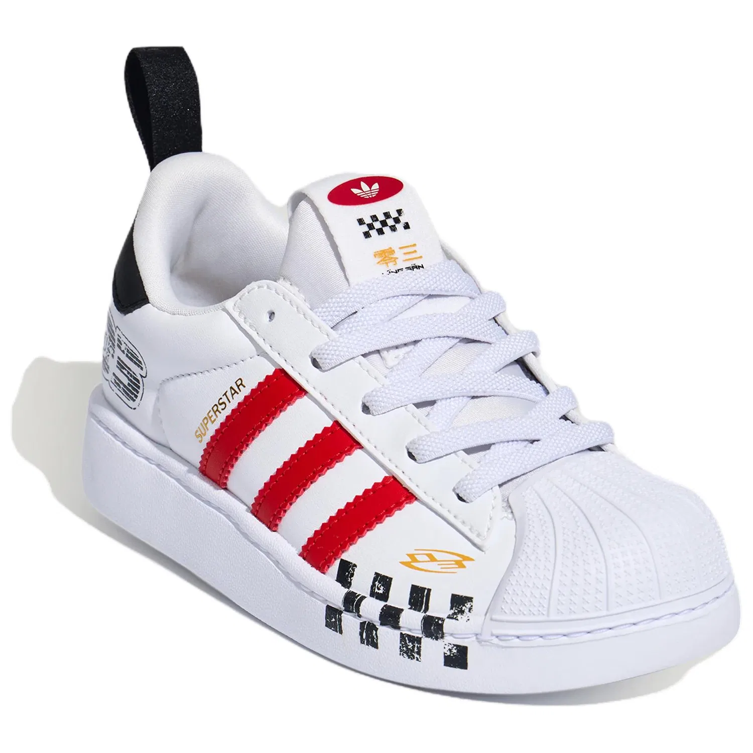 Детские кроссовки для скейтбординга SUPERSTAR Adidas Originals, White Light Scarlet Black — фото 4
