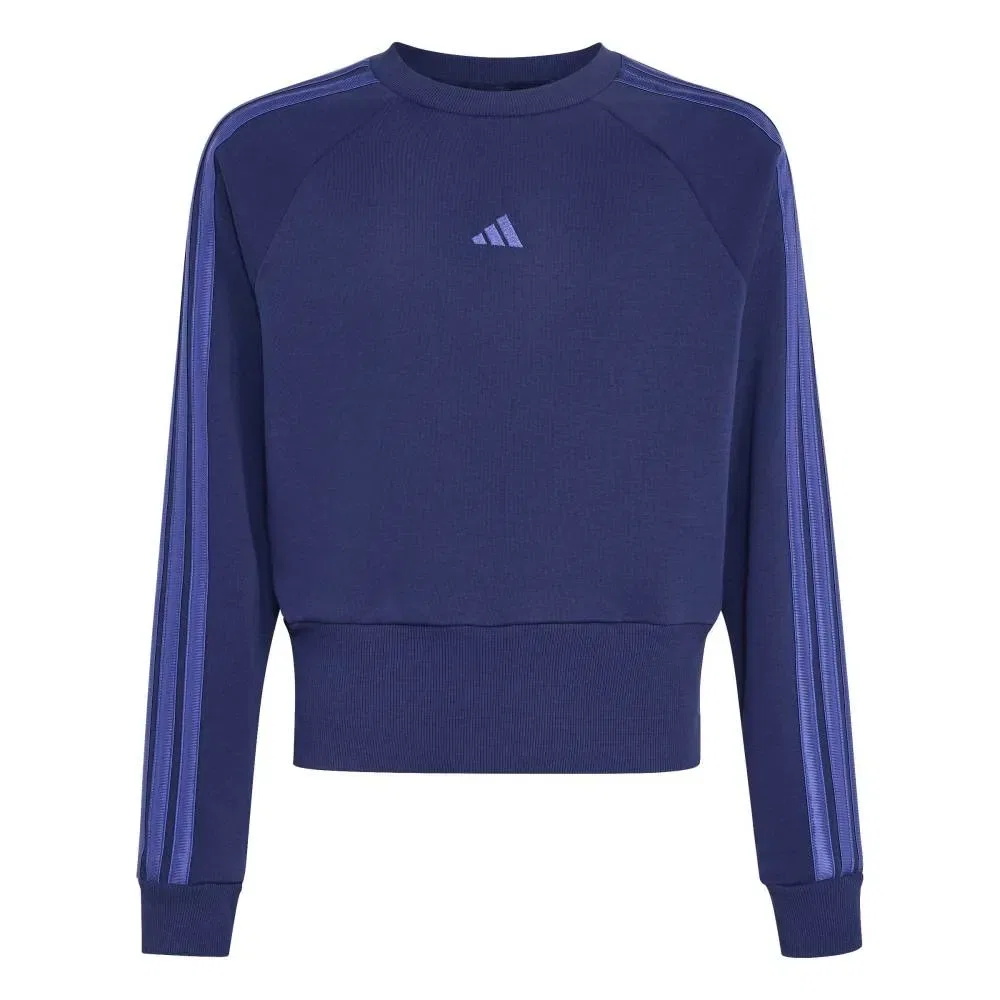 Детский свитшот для девочек с сатиновыми полосками Satin Sweatshirt Adidas, Blue — фото 3