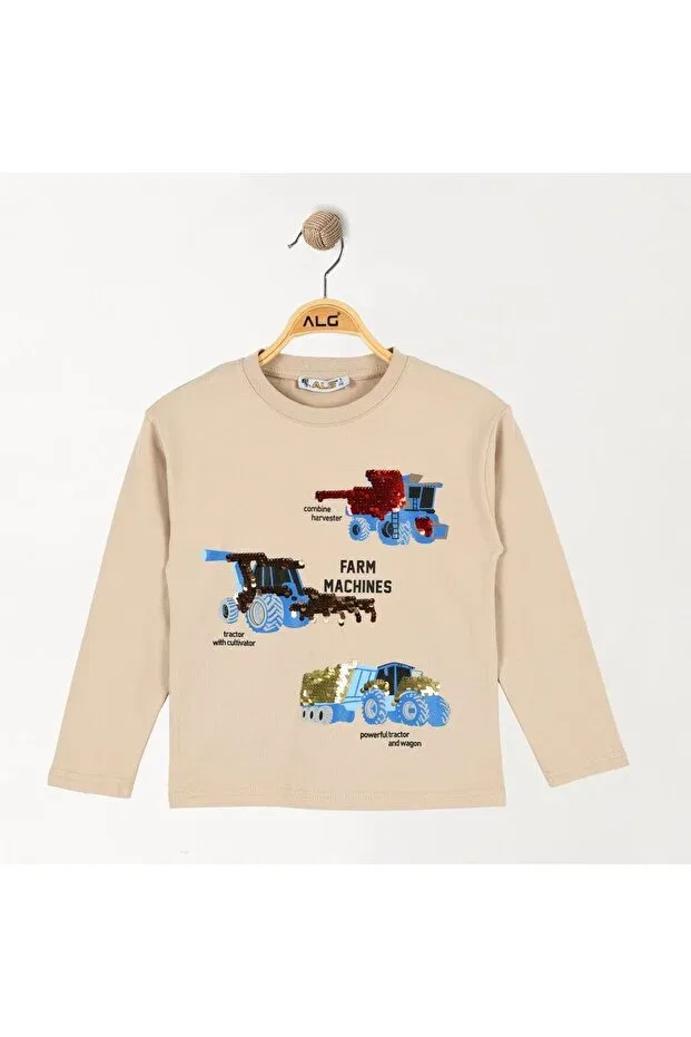 Детские свитшот для мальчиков с пайетками Alg, Beige