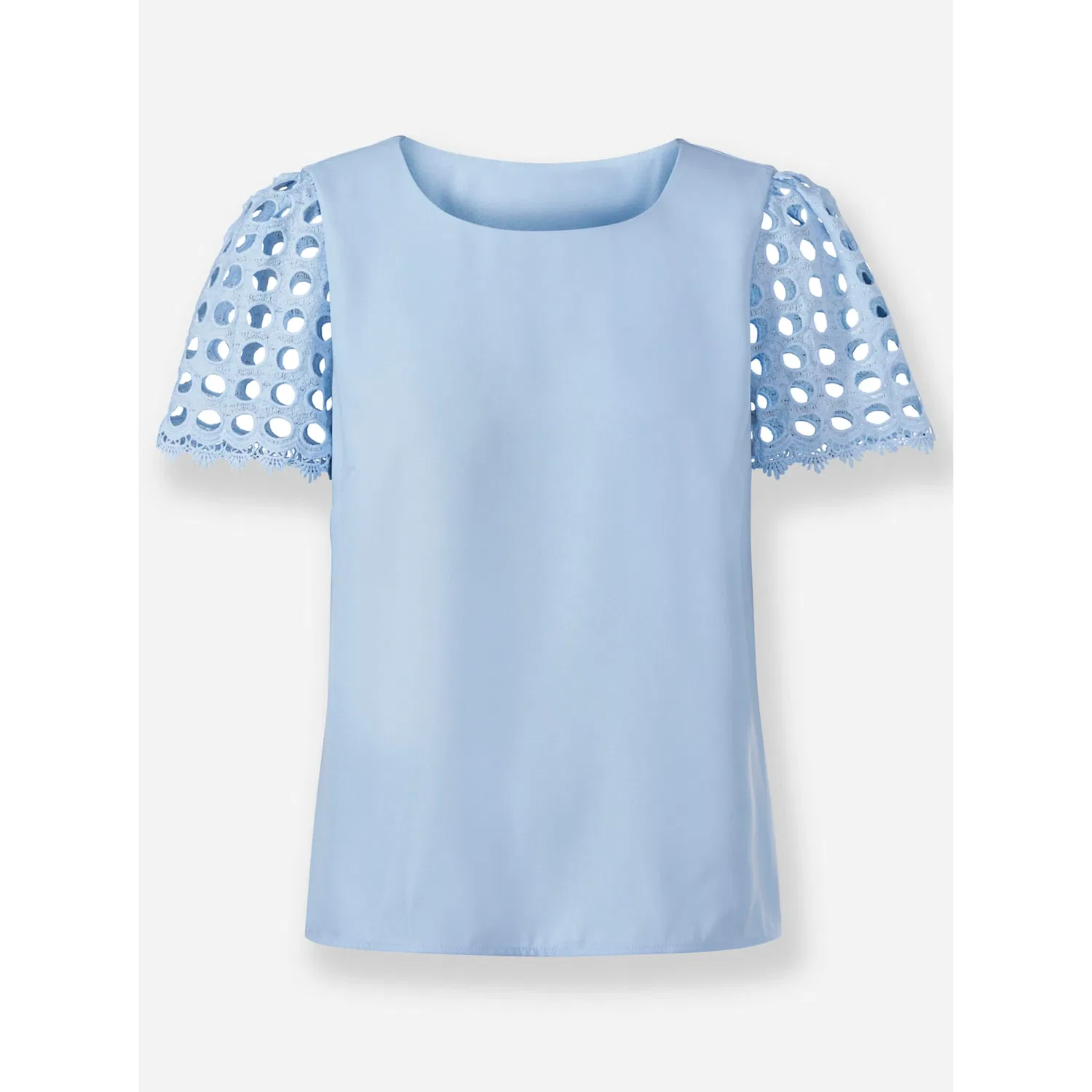 Женская блуза с коротким рукавом из прозрачной вышивки heine, Ice Blue — фото 4