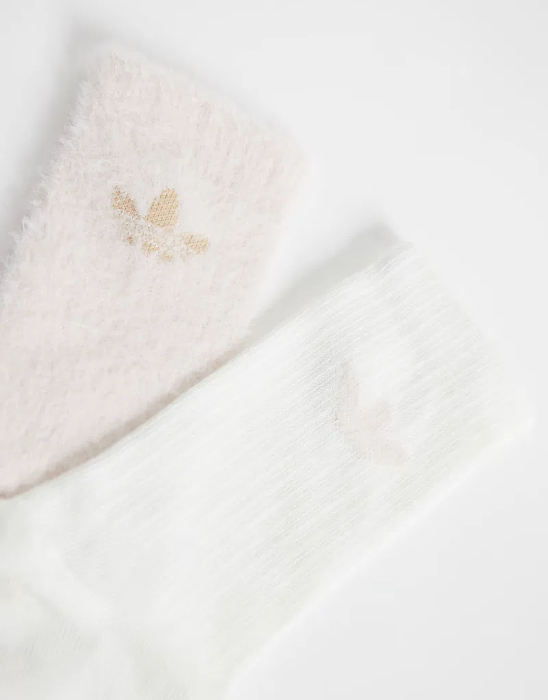 Носки пушистые 2 шт Adidas Originals, розовый/нежно-белый — фото 2