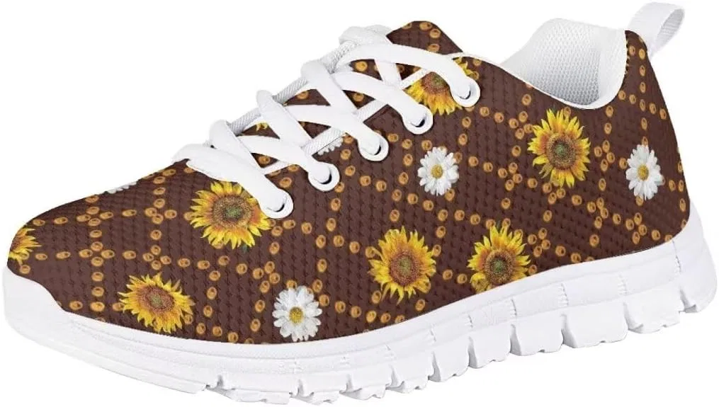Детские кроссовки на шнуровке с дышащим верхом Pinupub, Sunflowers Daisy