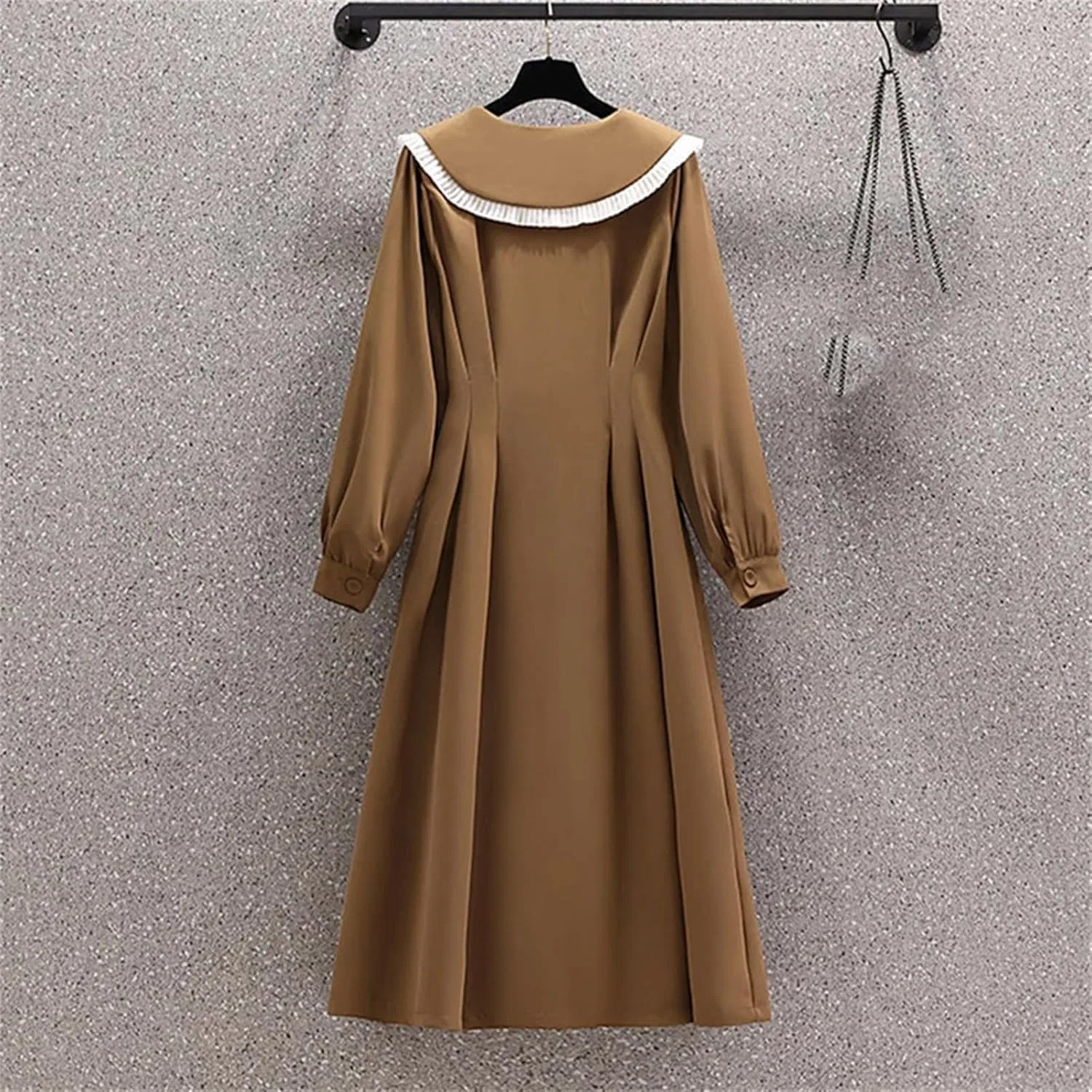 Женское винтажное шифоновое платье макси с запахом, Khaki — фото 4