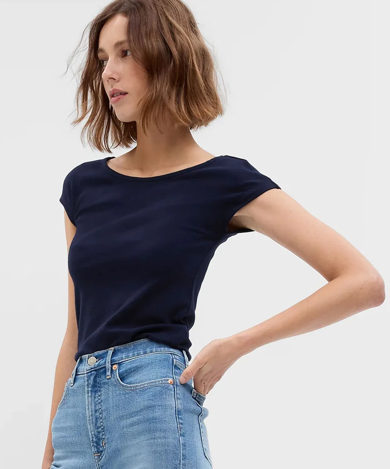Женская футболка с кепочным рукавом Modern GAP, Navy