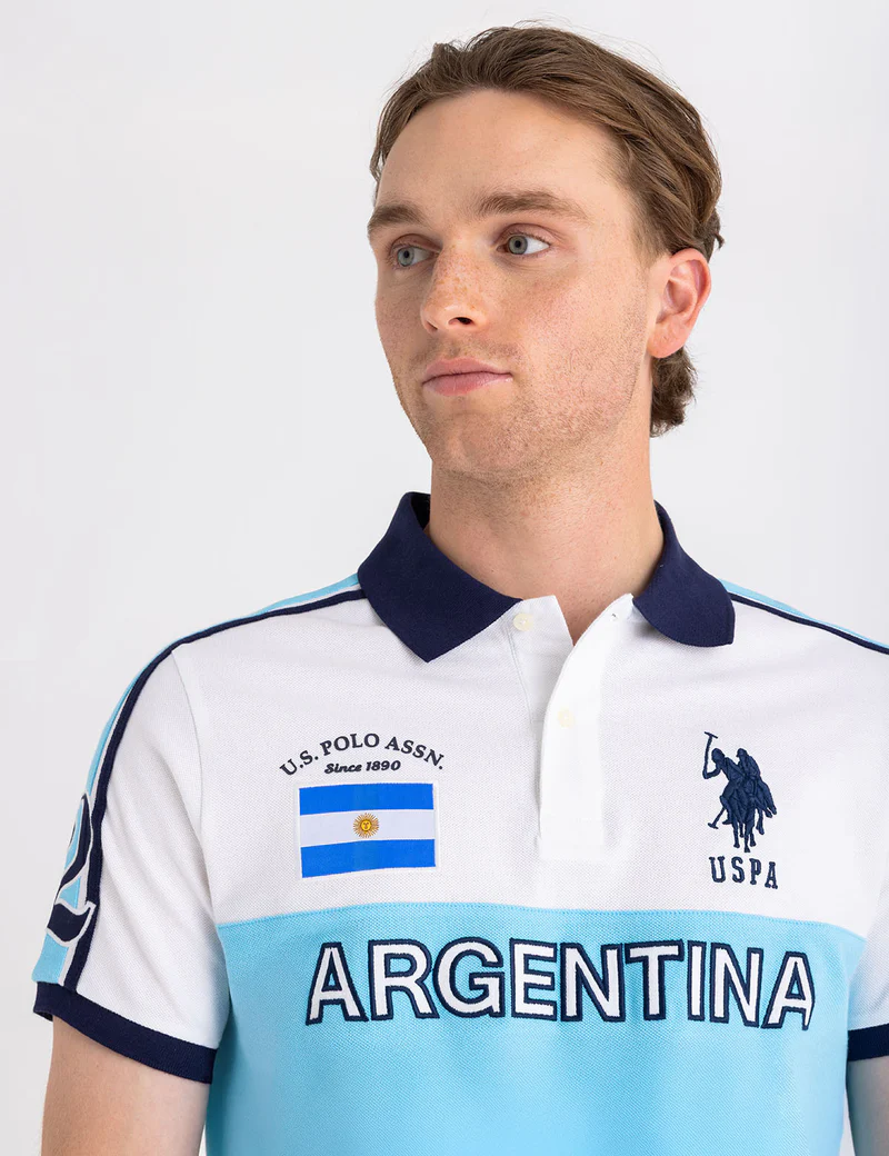 Футболка-поло U.S. Polo Assn Argentina Color Block Pique, голубой — фото 4