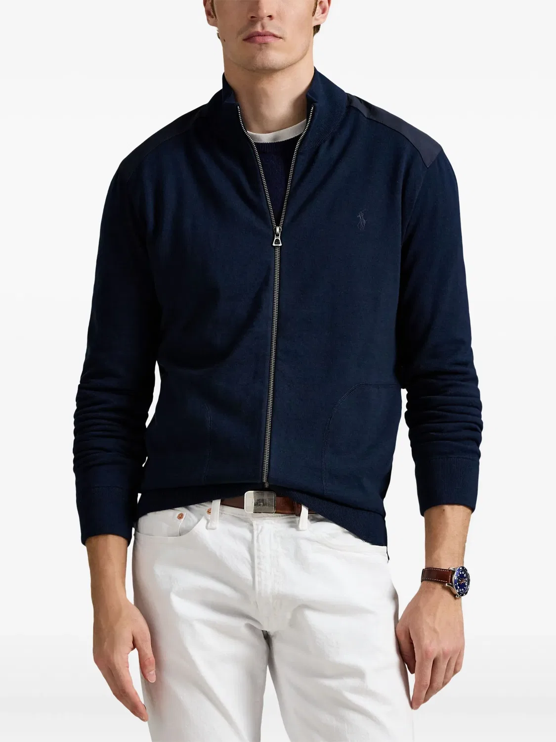 Кардиган с высоким воротником и молнией Polo Ralph Lauren, синий — фото 3