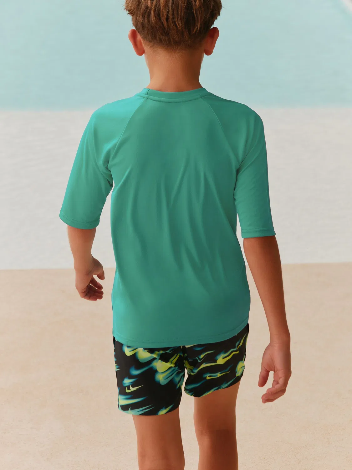 Футболка Nike Sun Safe Hydroguard с коротким рукавом, синяя — фото 2