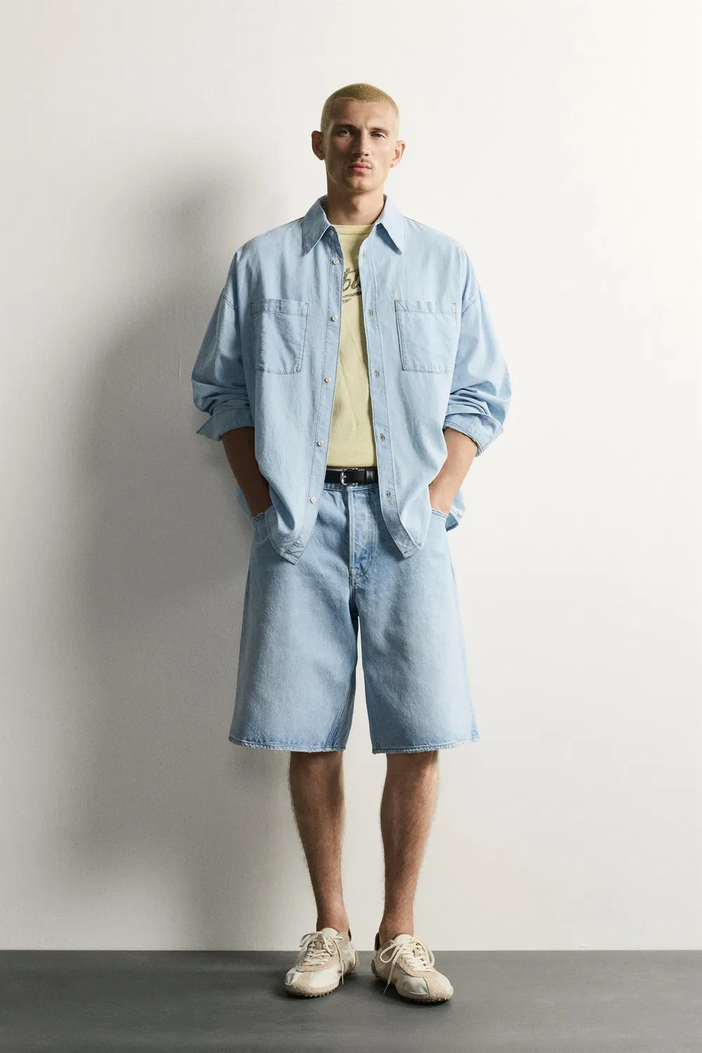 Легкая выцветшая джинсовая рубашка ZARA, Light blue