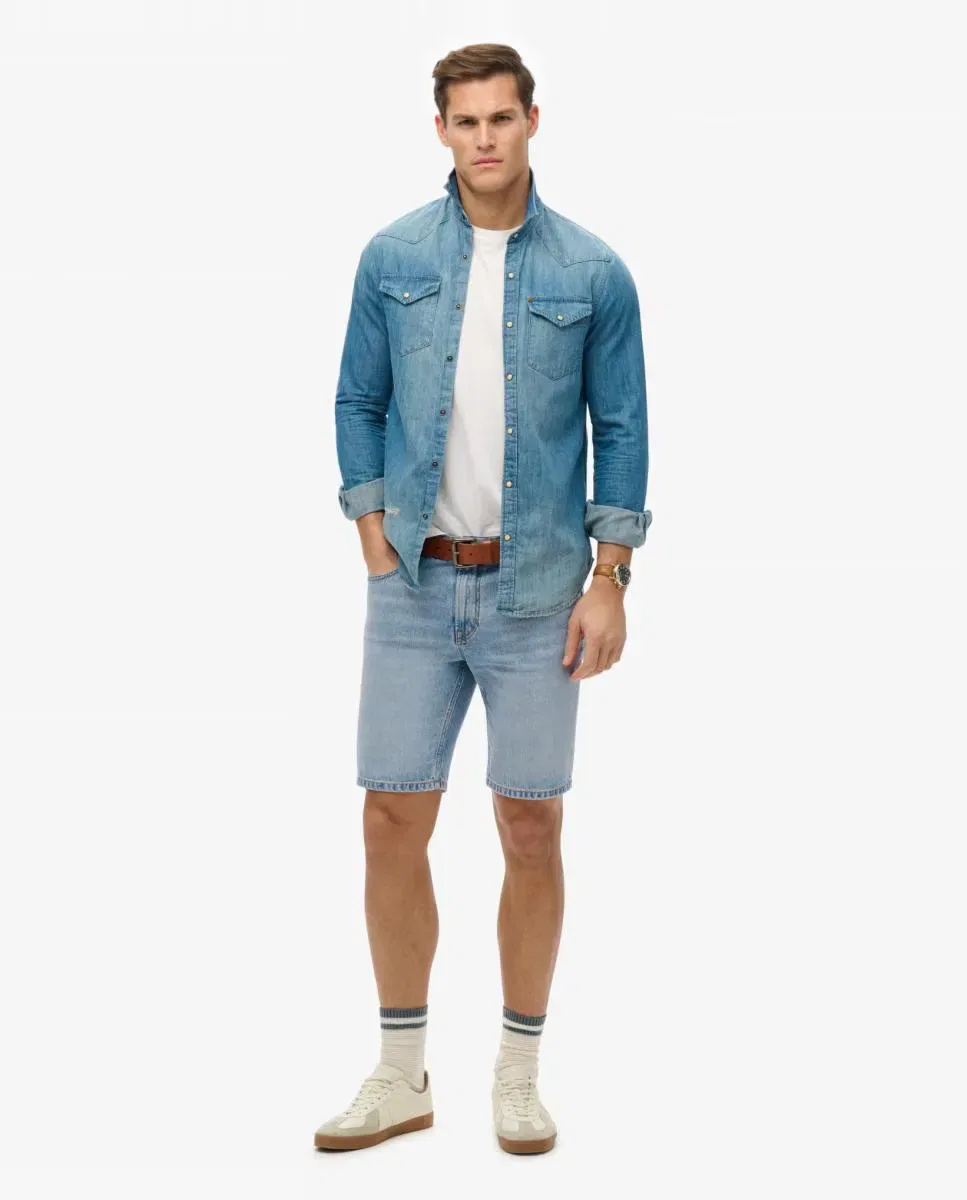Мужские шорты прямого кроя из органического хлопка Superdry, Azul Claro