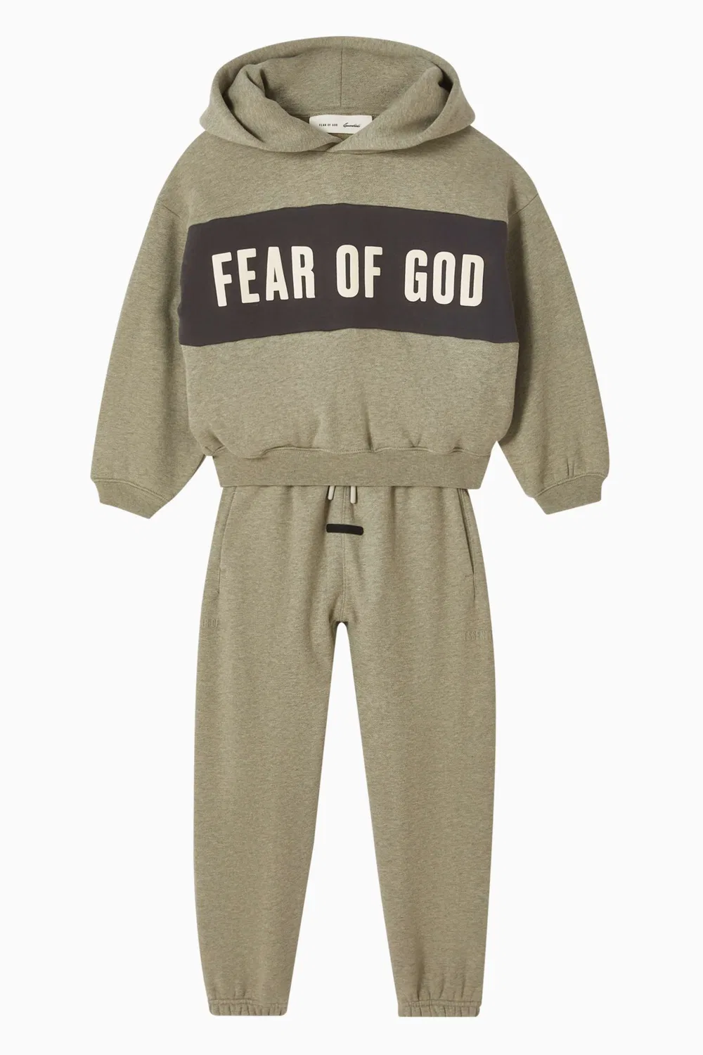 Худи укороченное Fear of God Essentials, зеленый — фото 2