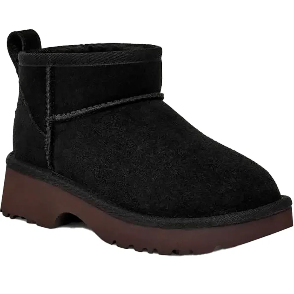 Детские ботинки для девочек с платформой Classic Ultra Mini New Heights Ugg, Black — фото 3