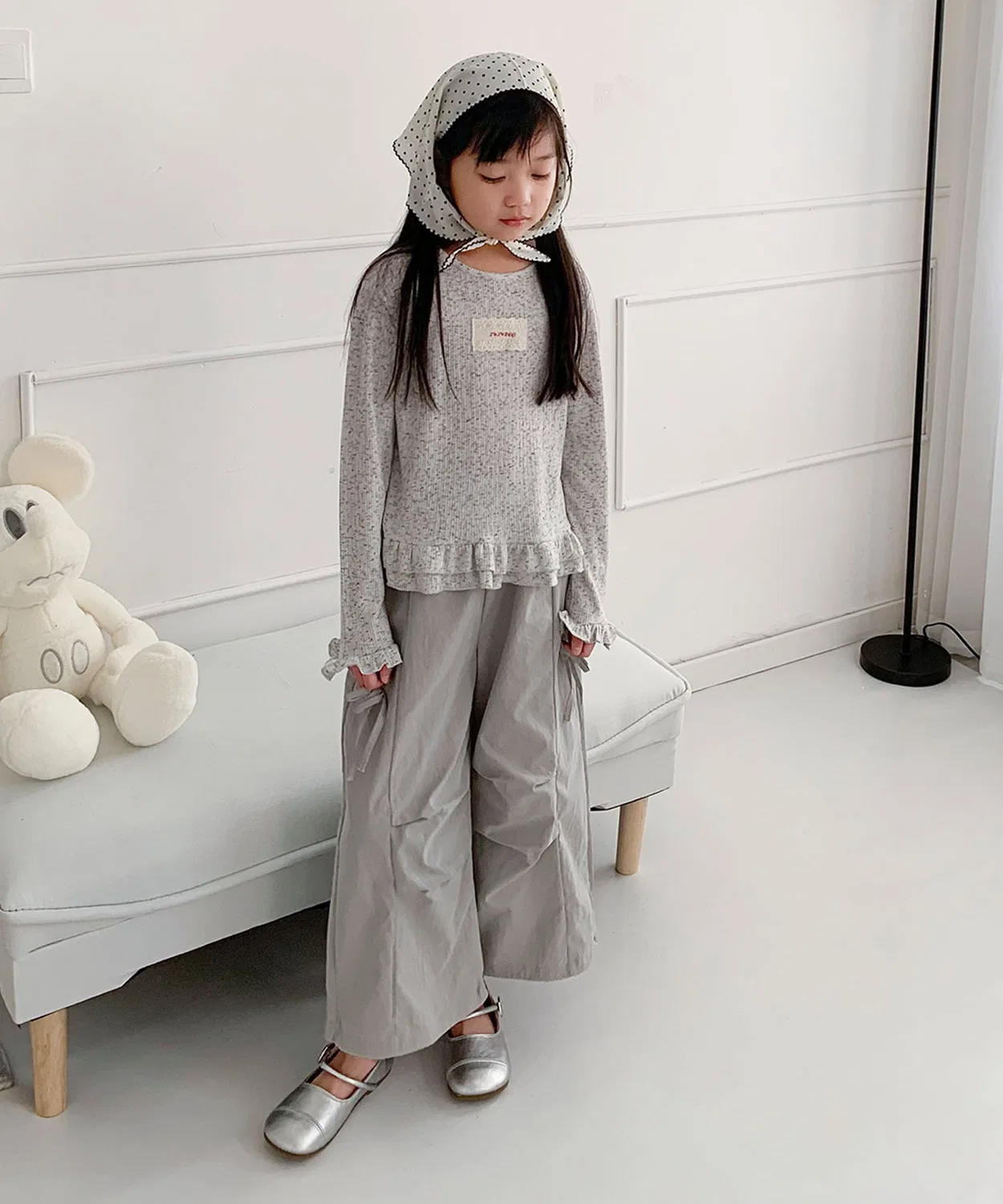 Детские широкие штаны с принтом Side Ribbon Tired aimoha, Navy — фото 3