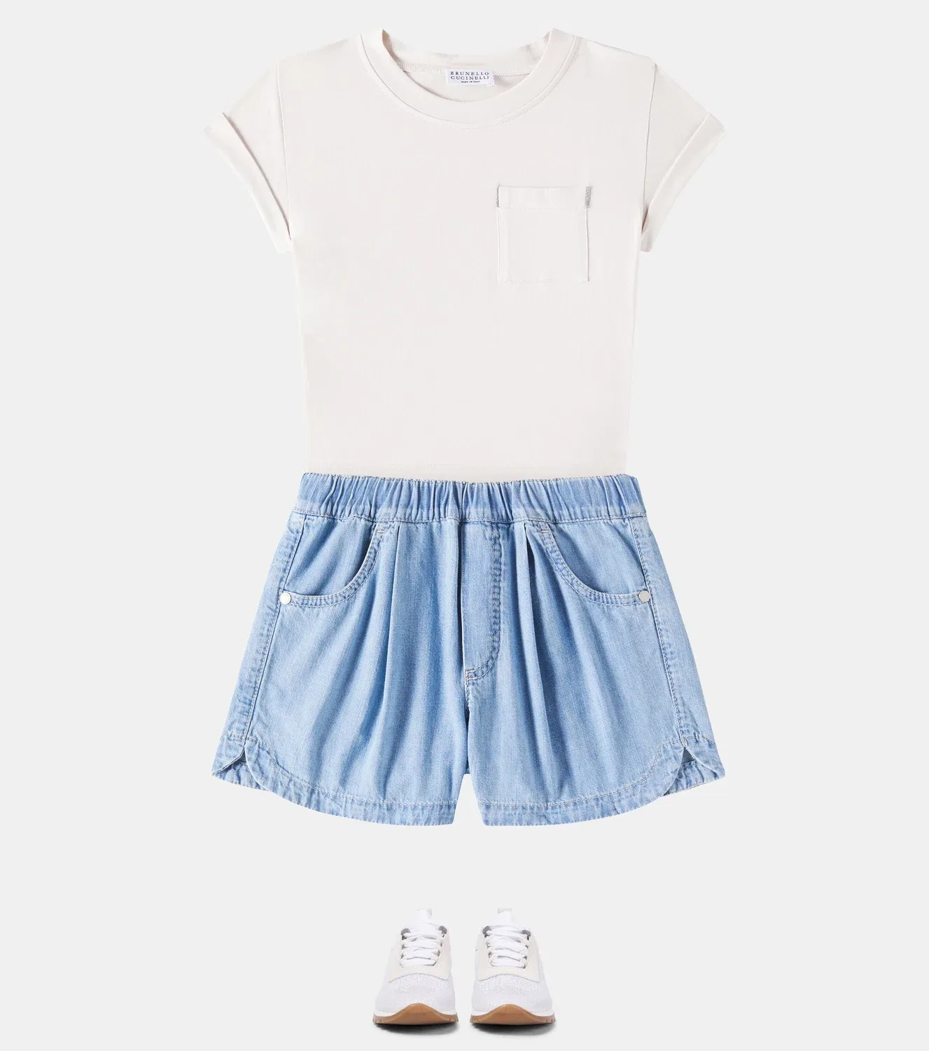 Шорты джинсовые Monili Brunello Cucinelli Kids, синий — фото 2