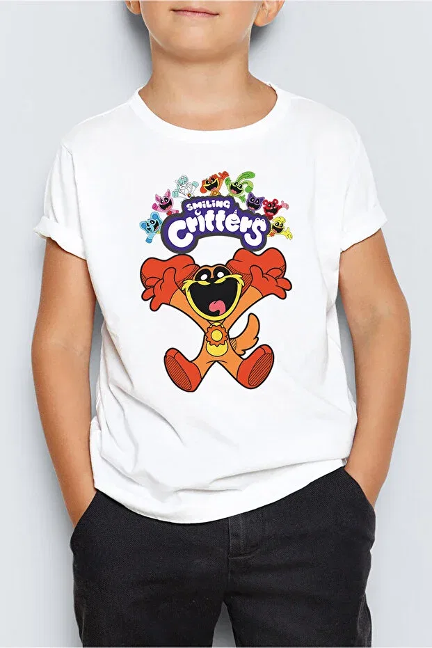 Детская футболка для мальчиков с принтом Smiling Critters Dogday Printed Morinna, White