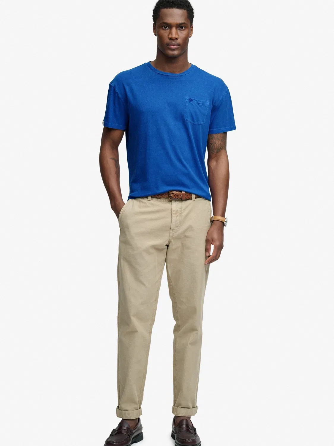 Футболка с нагрудным карманом Superdry Classic Cotton Linen Pocket Superdry, синий — фото 3
