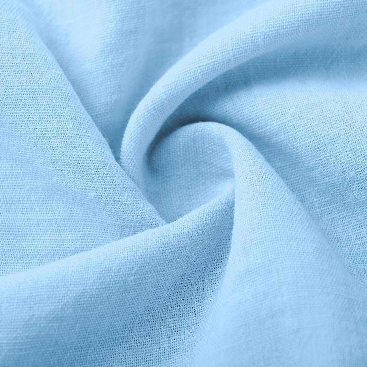 Женское платье-рубашка с V-образным вырезом, 3/4 рукав, макси, Cotton Linen, Blue — фото 3