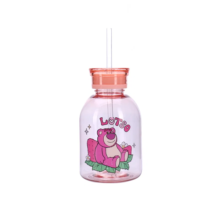 Детский стакан с трубочкой Lotso Straw Cup, Disney, 400 мл, Розовый