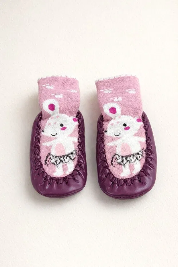 Детские носки-пинетки из кожи с принтом Basics Numix Baby Kids, Purple — фото 2