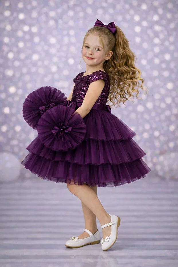 Детское платье для девочек с длинным рукавом Party Rumi Kids, Purple — фото 2