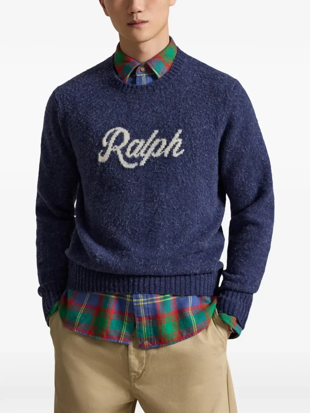 Свитер вязки интарсия с логотипом Polo Ralph Lauren, синий — фото 3