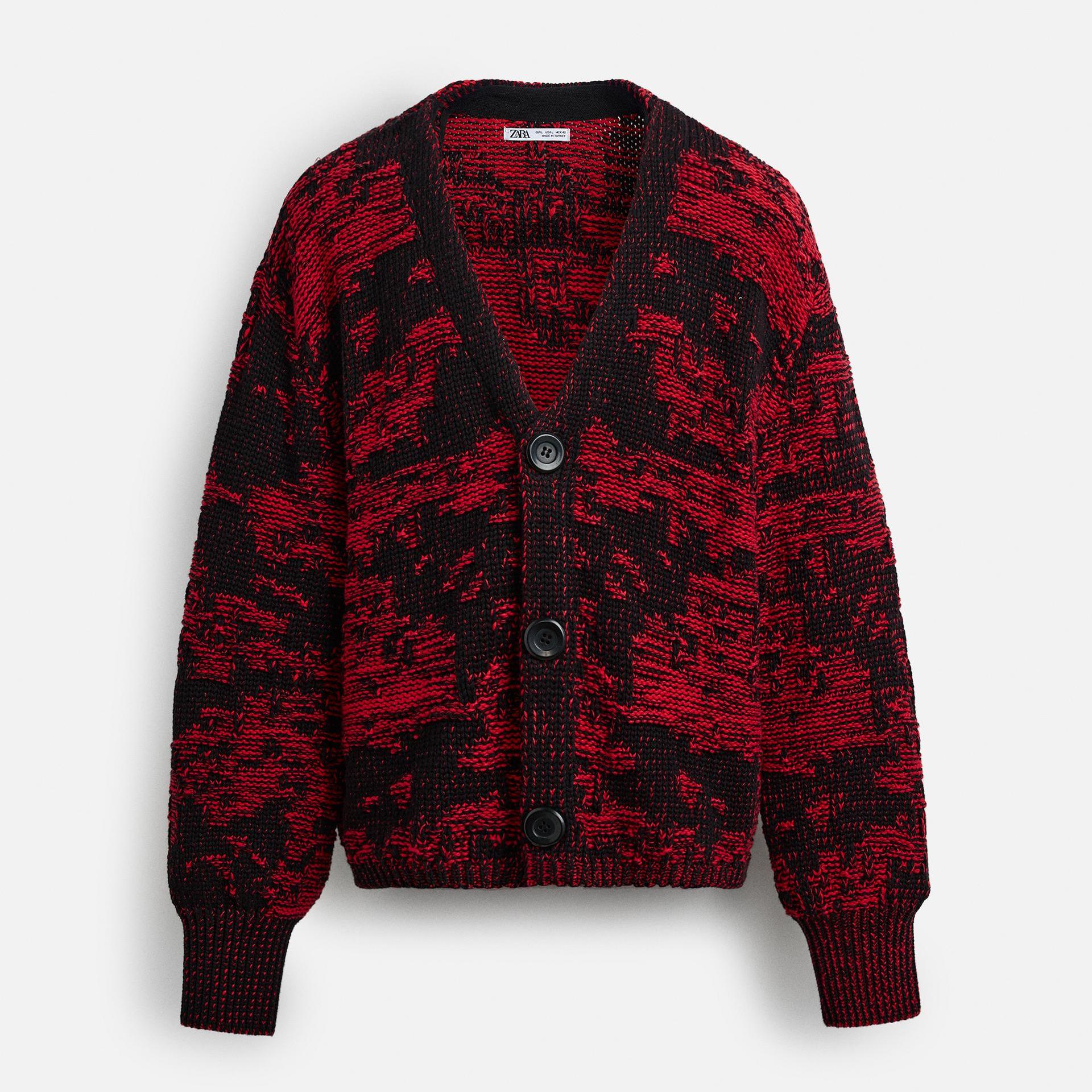 

Жаккардовый кардиган Zara Limited Edition, красный