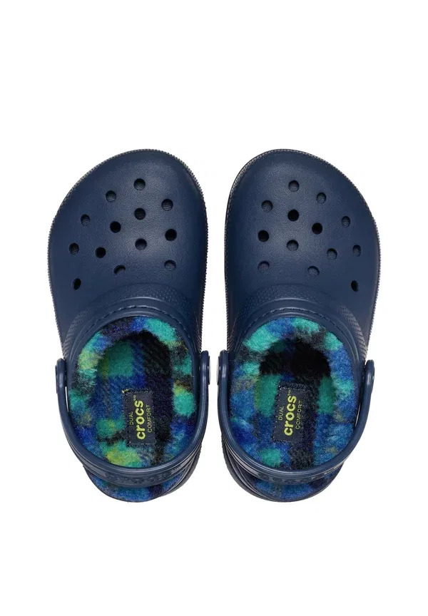 Классические детские сабо в клетку с подкладкой Crocs, темно-синий — фото 3