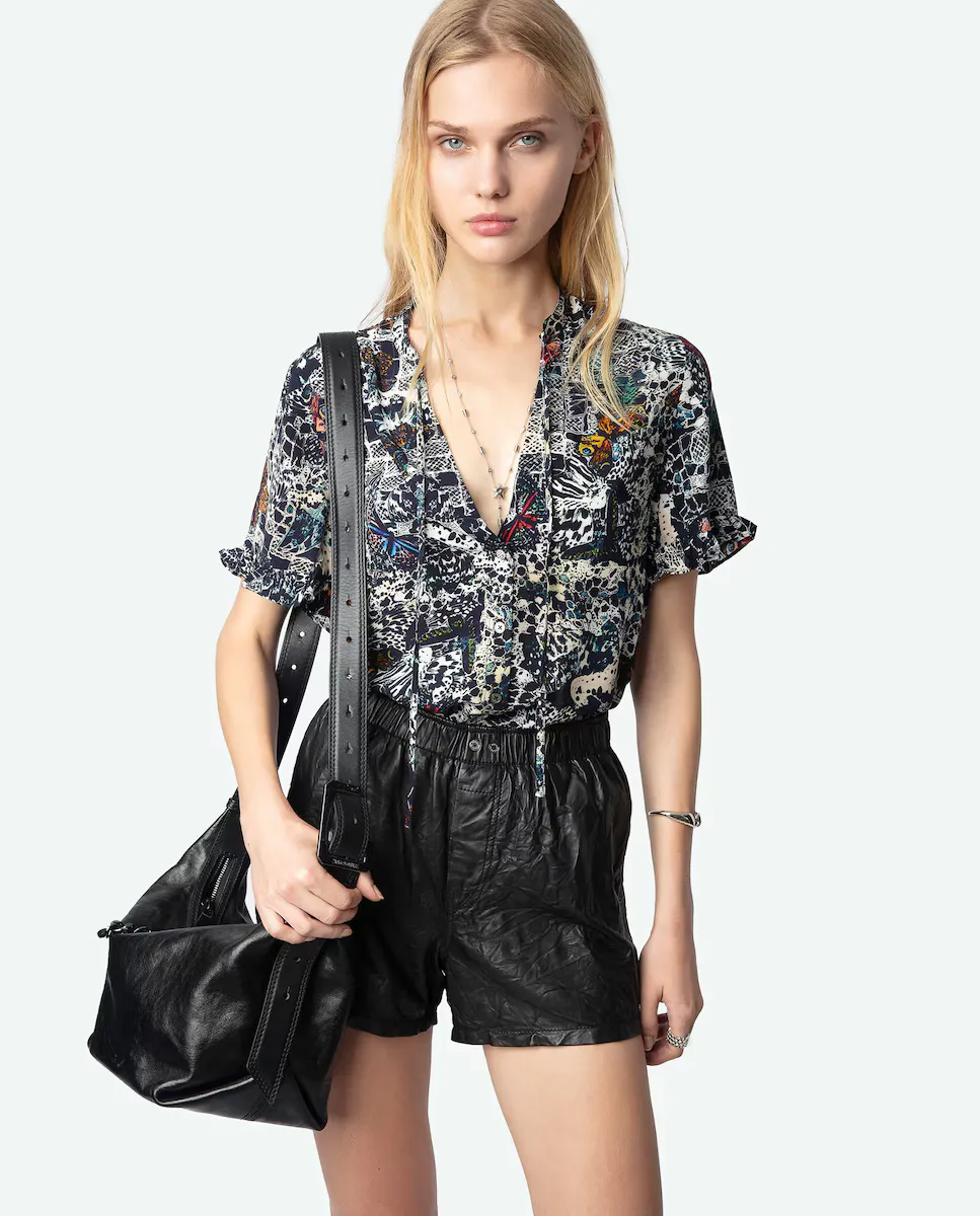 

Тафиз женский топ с коротким рукавом и цветочным принтом Zadig & Voltaire, тёмно-синий