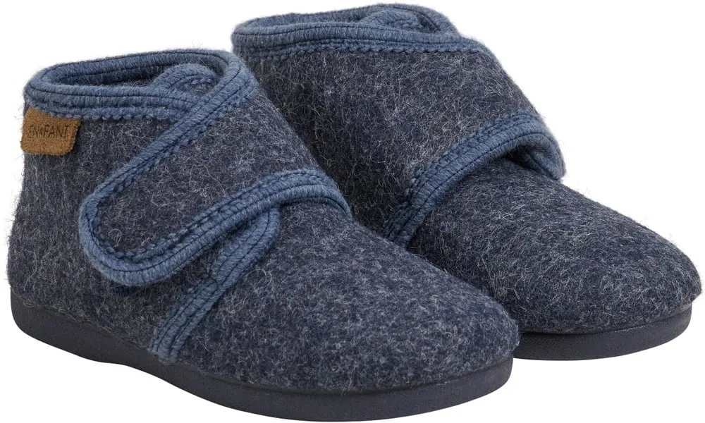 Домашние тапочки детские с застежкой-липучкой Slippers Wool Hook and Loop En Fant, синий