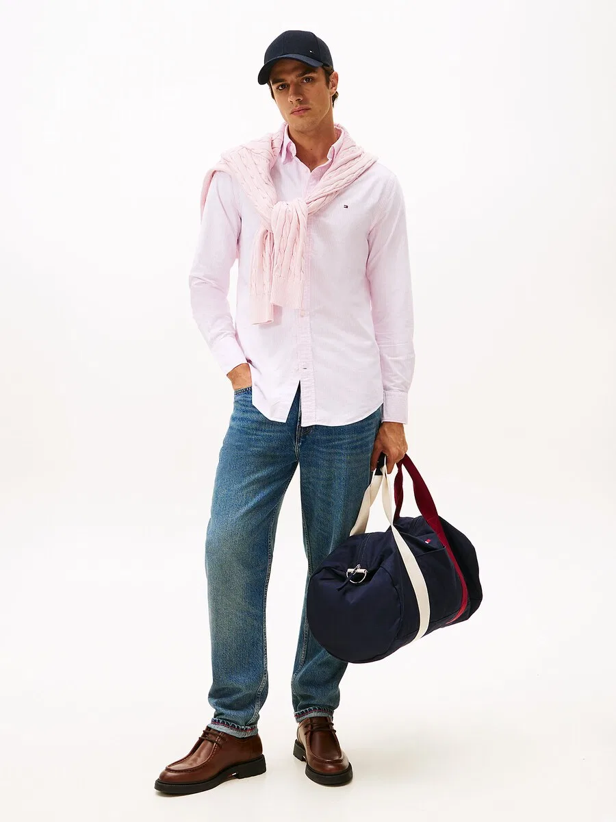 Рубашка TOMMY HILFIGER Regular fit Button Up Shirt 'Regular Fit Stripe' пастельно-розового цвета — фото 3