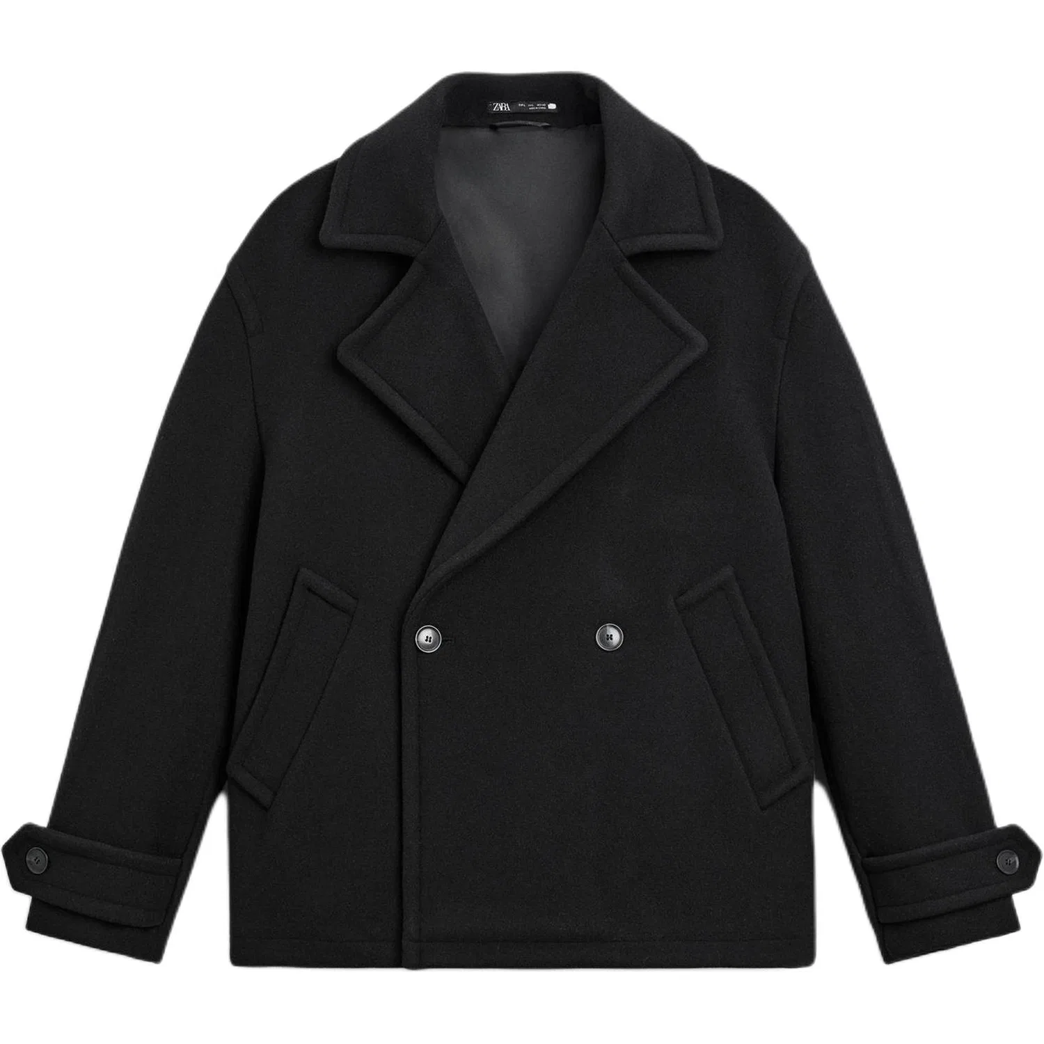 Мужское пальто с воротником-пиджаком Black ZARA, Black