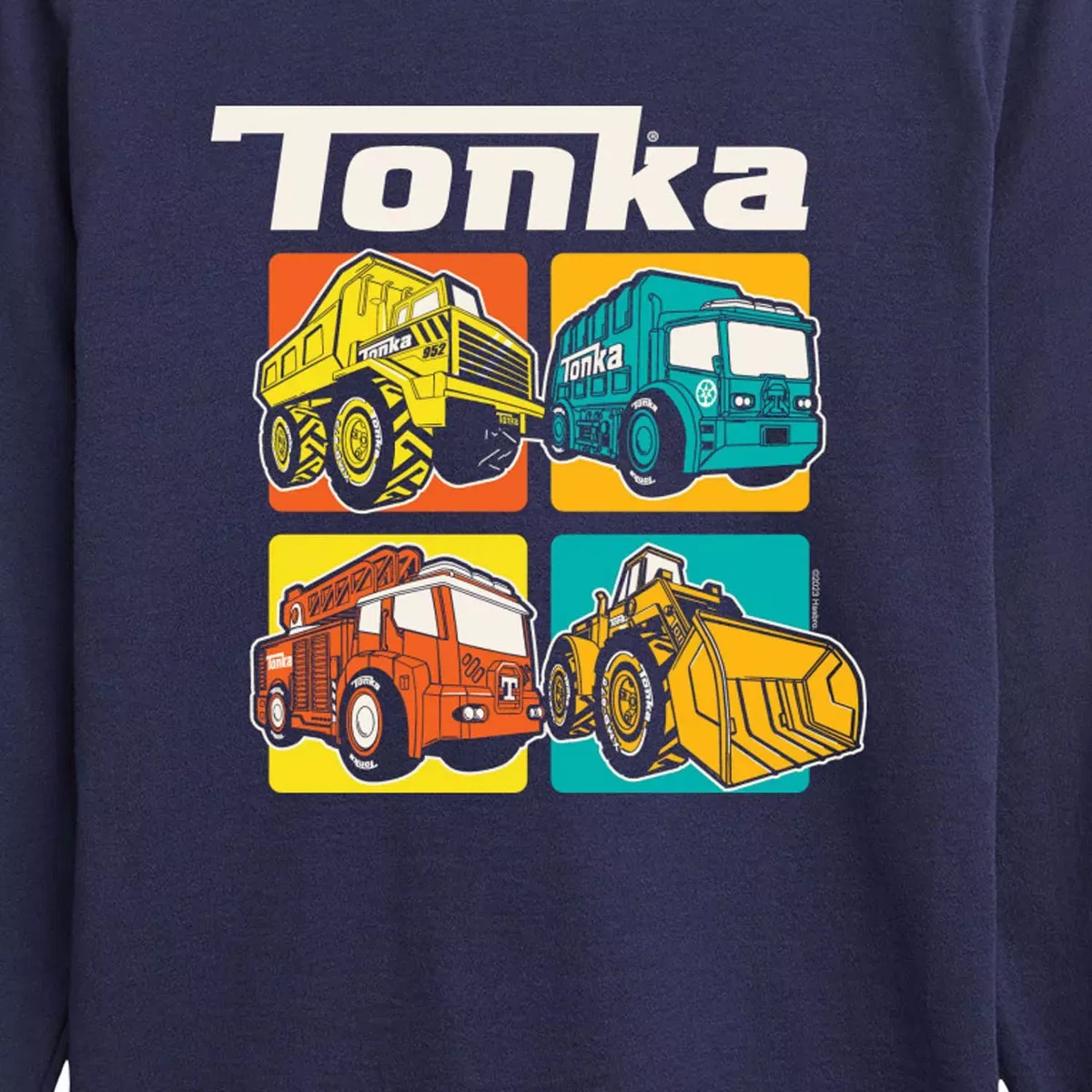 Детское футболка с длинным рукавом с принтом Truck Grid Tonka, Navy — фото 2