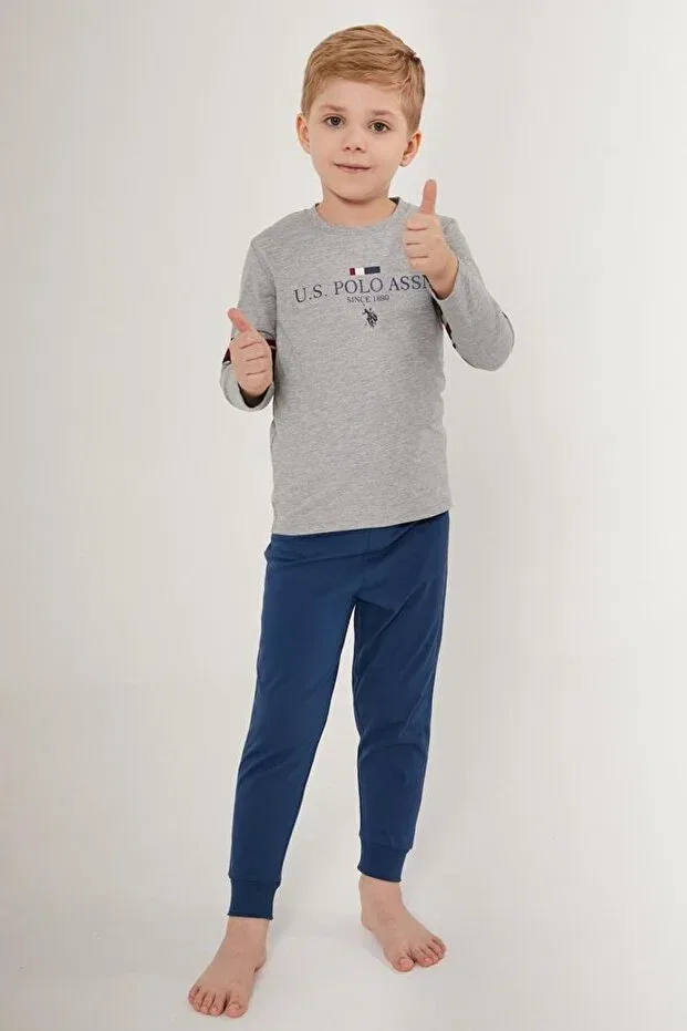 Детский комплект пижам с длинным рукавом U.S. Polo Assn., Gray — фото 4