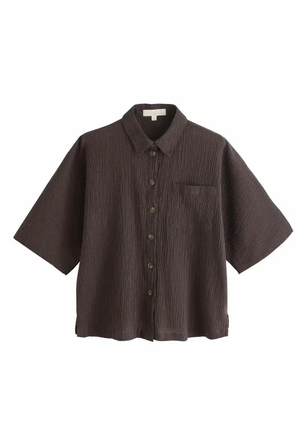 Блузка хлопковая Button-down blouse Next, шоколадный коричневый