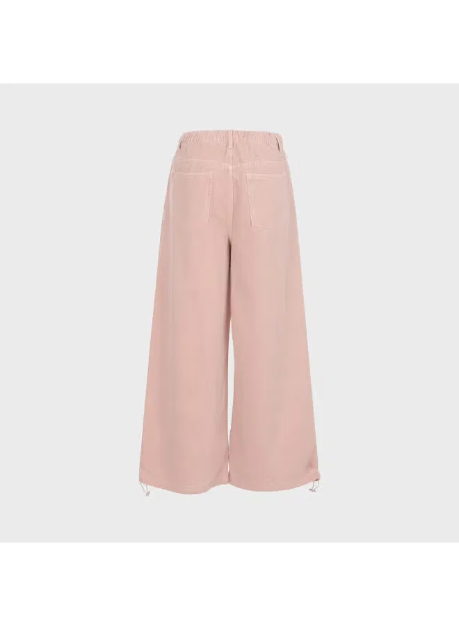 Брюки свободного кроя из хлопка Zara, темно-розовый — фото 3