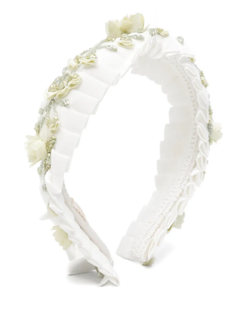 

Плиссированный обруч для волос с цветочными украшениями Maison Ava, белый
