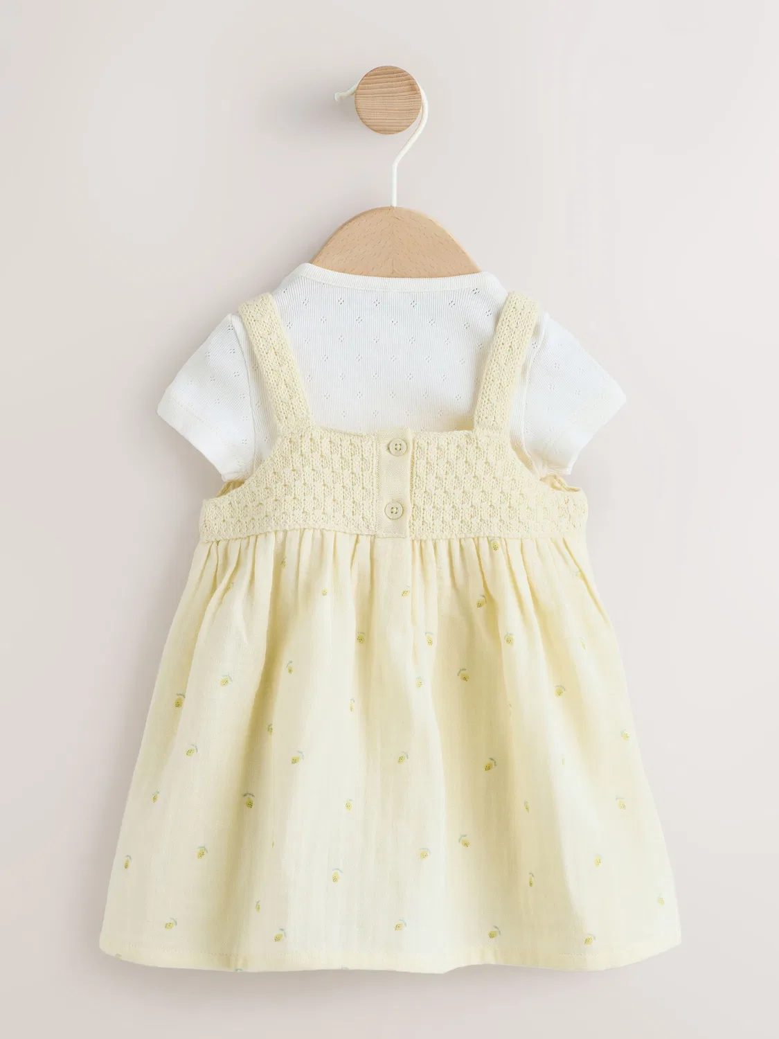 Комплект пинетки и боди с кружевным фартуком, Yellow Lemon Crochet Next, желтый — фото 4