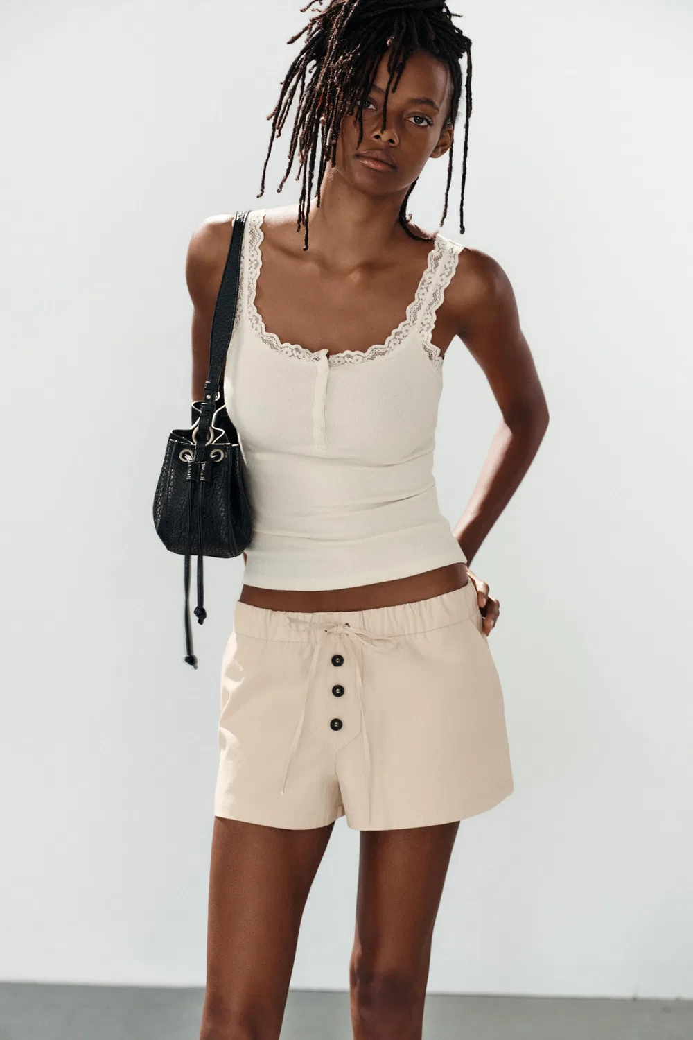Кружевной топ Henley ZARA, Oyster-white — фото 2
