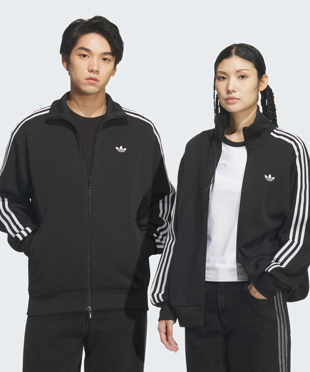 Женская куртка-трактор свободного кроя с принтом Adicolor FB Knit Track Top Adidas, Black — фото 4