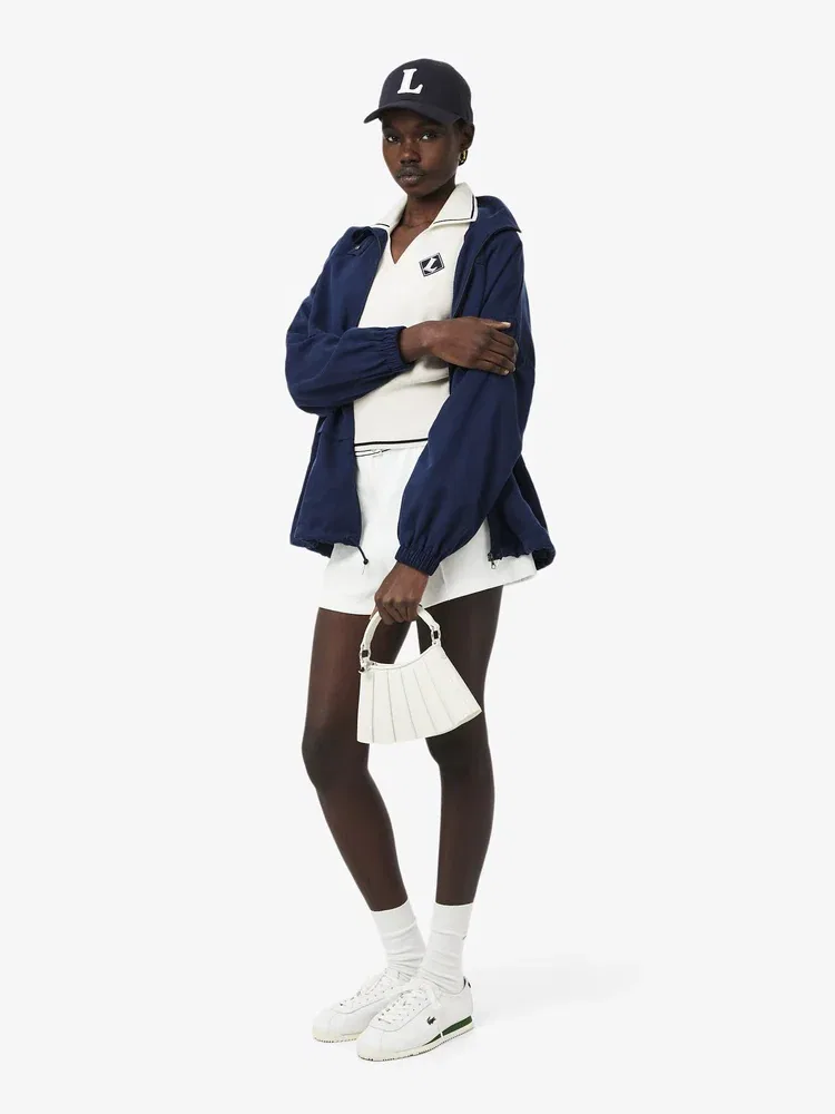 Свитер женский LACOSTE White, с открытым воротником, 100% хлопок — фото 4