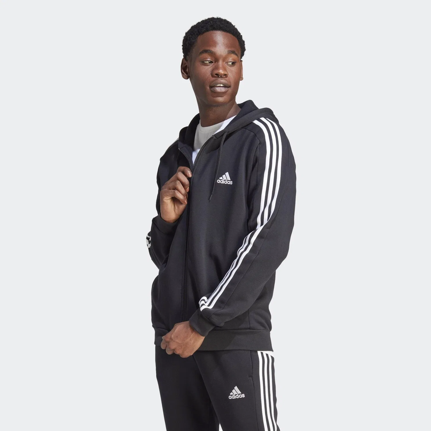 Мужское худи с длинным рукавом Essentials 3-Streifen Adidas, Schwarz
