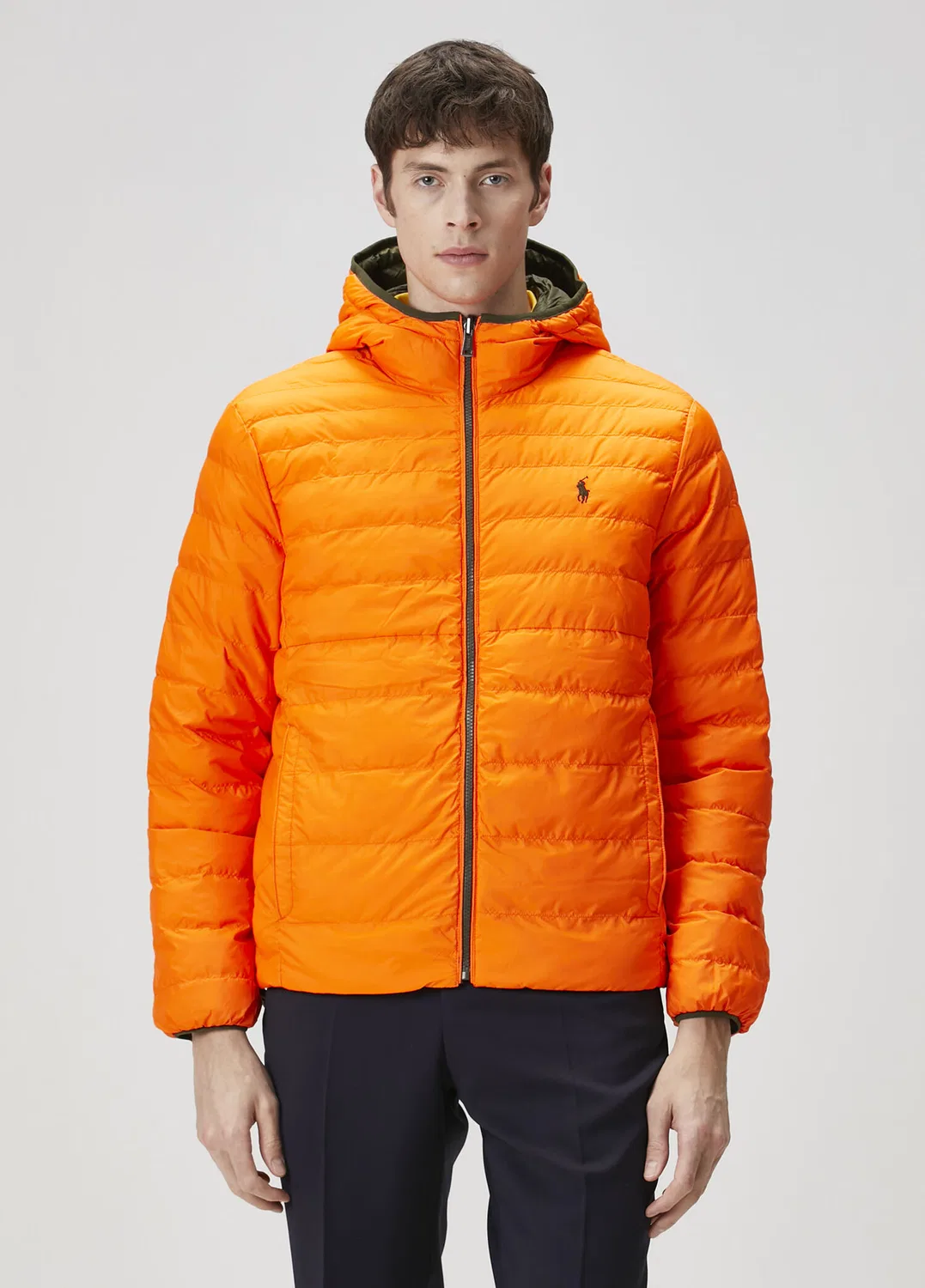 Пуховик двусторонний с капюшоном Polo Ralph Lauren, multi orange — фото 2