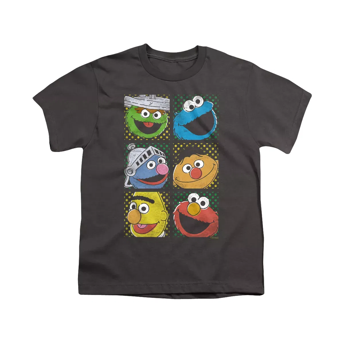 Детская футболка с принтом Sesame Street Group Squares, Charcoal