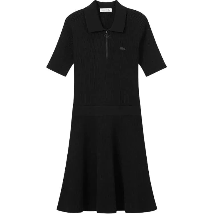 Женское платье-поло с коротким рукавом, миди, LACOSTE, Black — фото 3