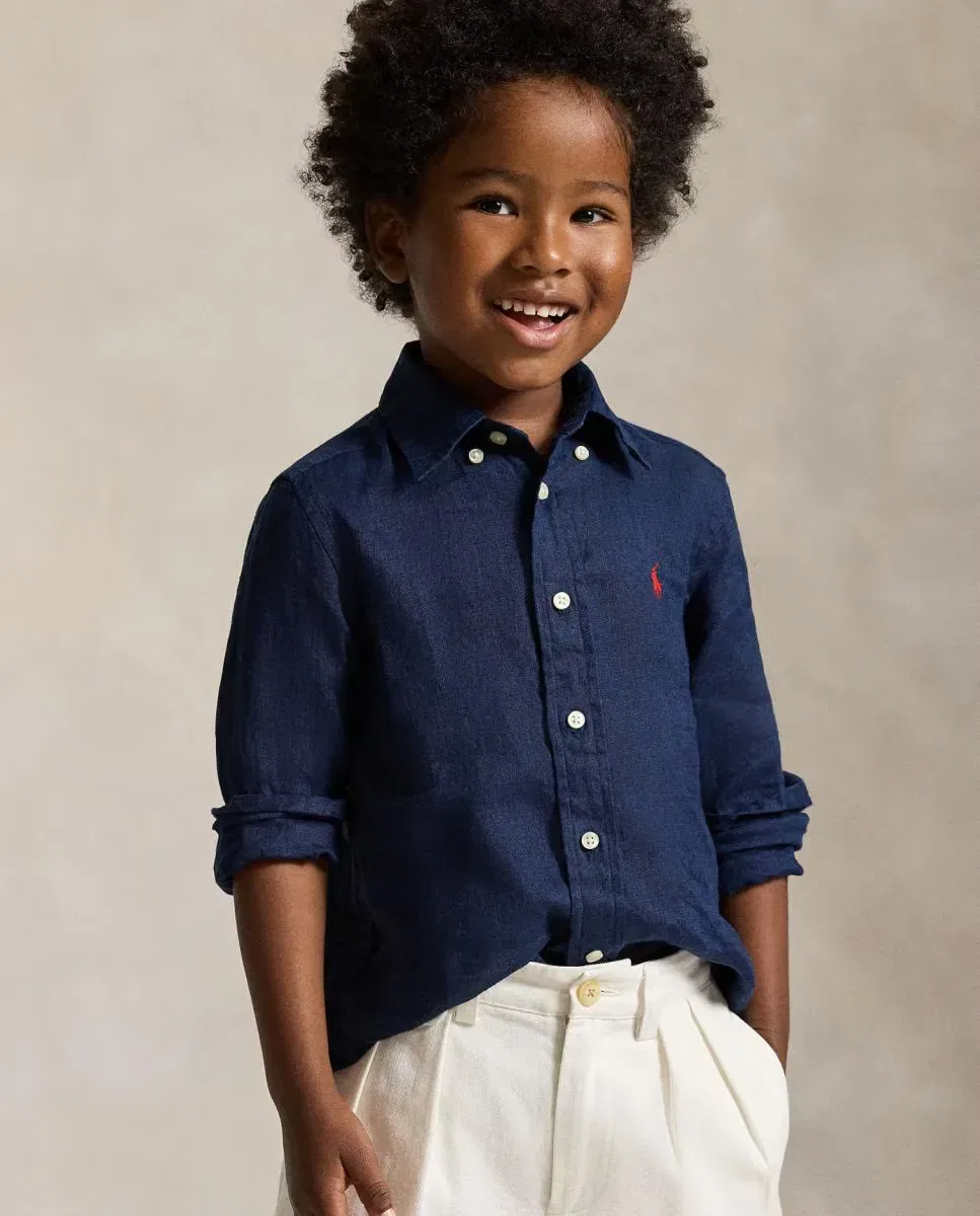 Детская рубашка для мальчиков льняная Polo Ralph Lauren, Azul Marino