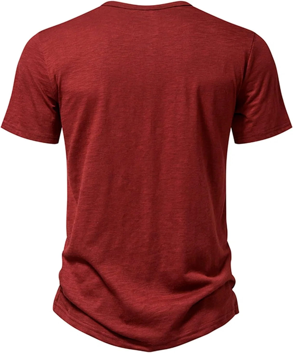 Мужская футболка с V-образным вырезом Henley Button Up, Wine — фото 3