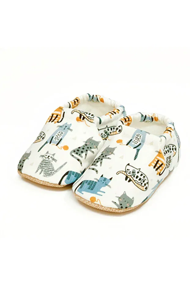 Детские пинетки для новорожденных с принтом Non-Slip sole cat patterned baby booties Ella Bonna, Cat