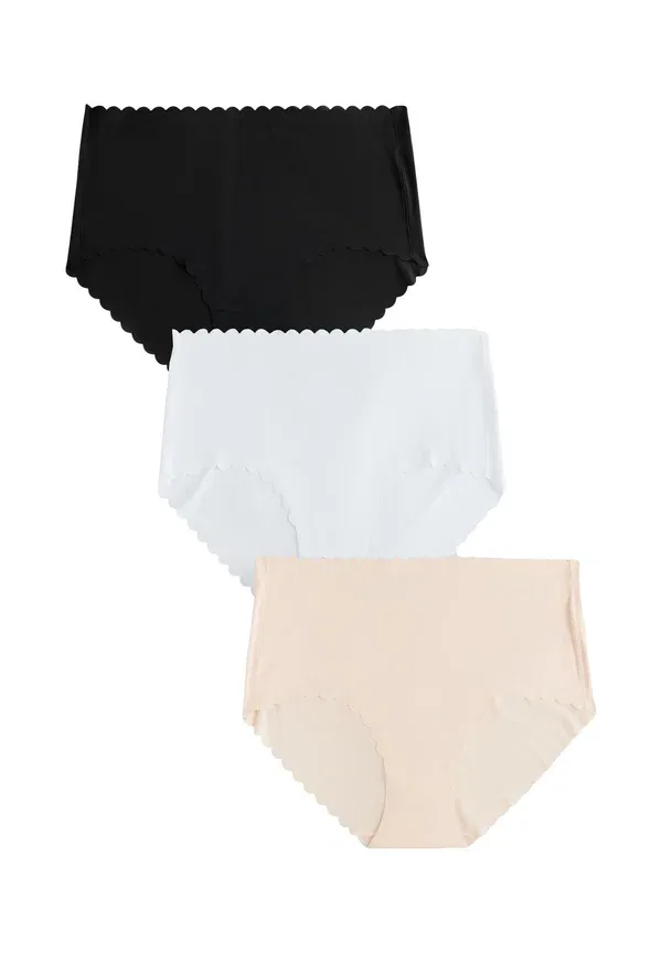 Трусы 3 комплект Midi fit - no vpl scallop 3 pack Next black, white, nude, белый