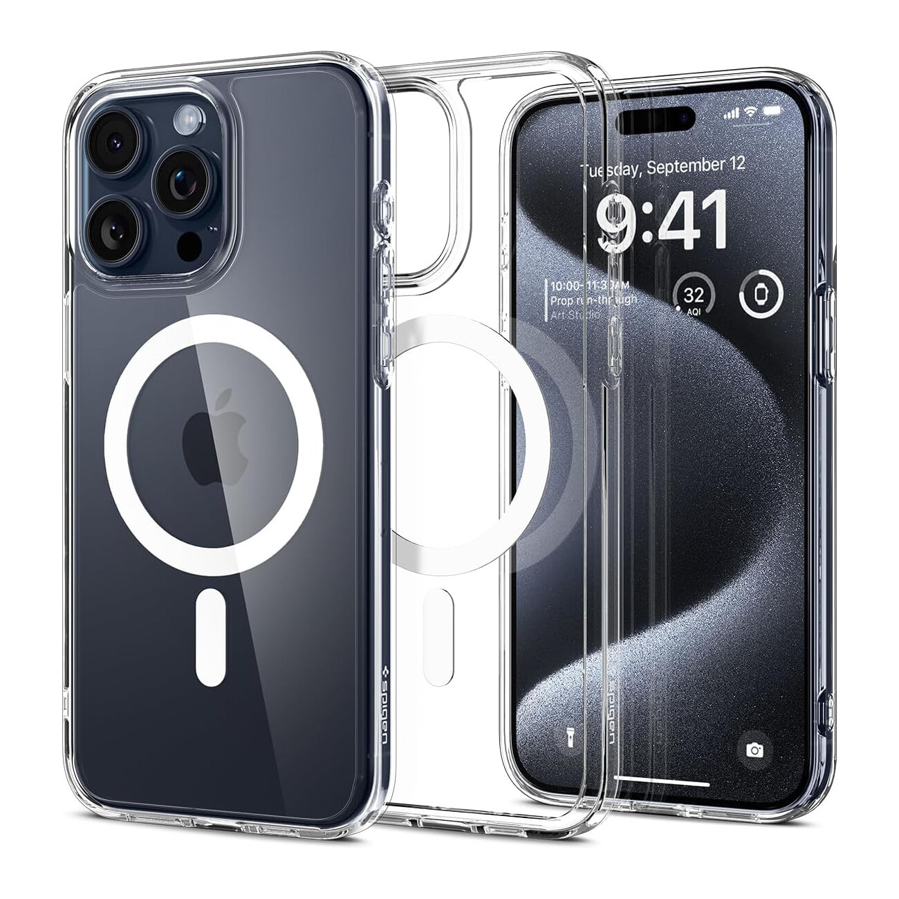 

Чехол Spigen Ultra Hybrid MagFit для iPhone 15 Pro, White, Прозрачный, Чехол Spigen Ultra Hybrid MagFit для iPhone 15 Pro, White